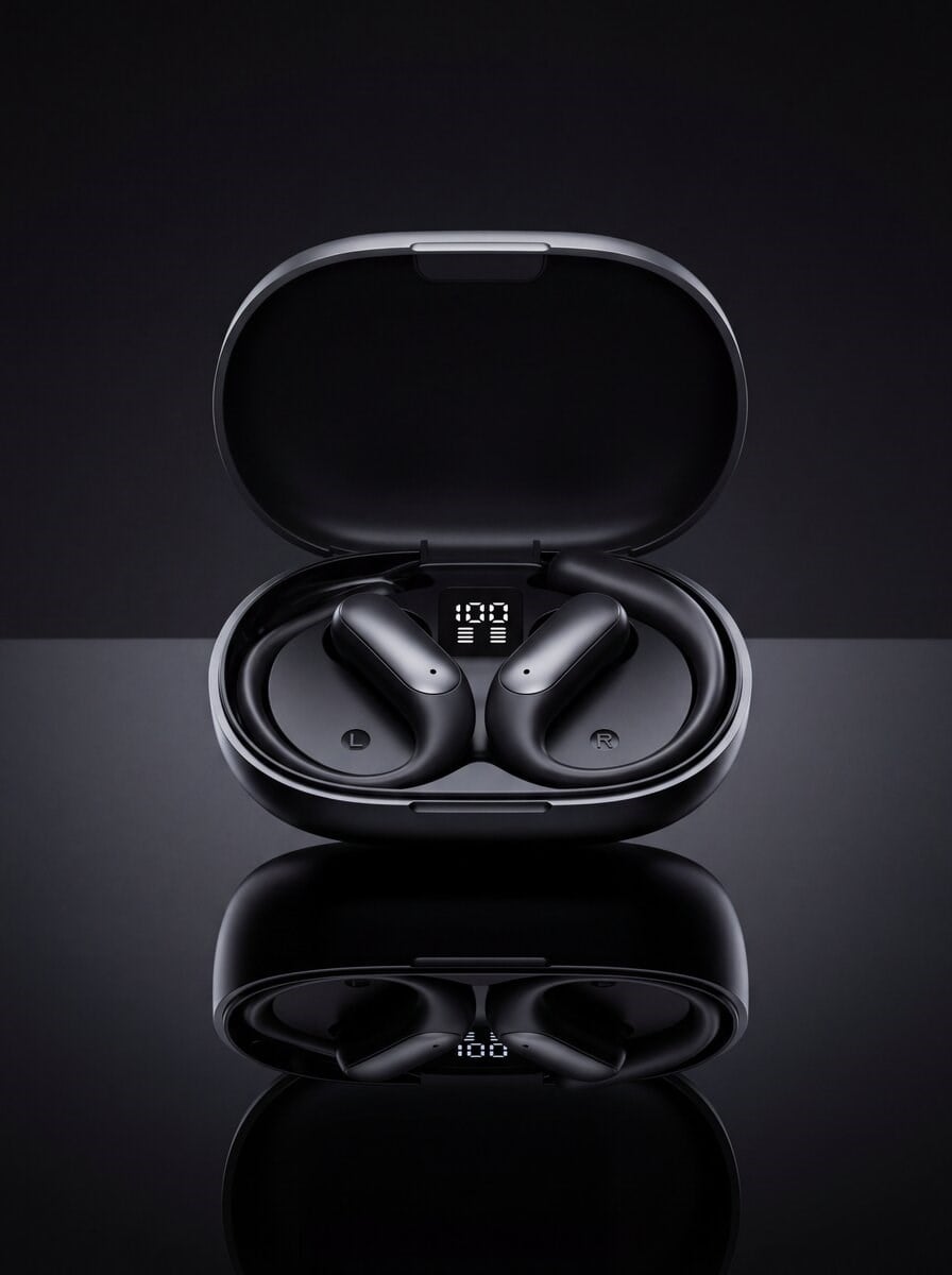 Kulak Kancalı Kablosuz Bluetooth Kulaklık Dijital Göstergeli Şarj Kutulu
