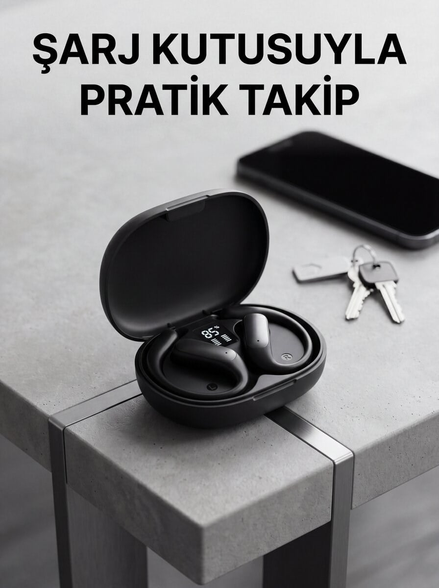 Kulak Kancalı Kablosuz Bluetooth Kulaklık Dijital Göstergeli Şarj Kutulu