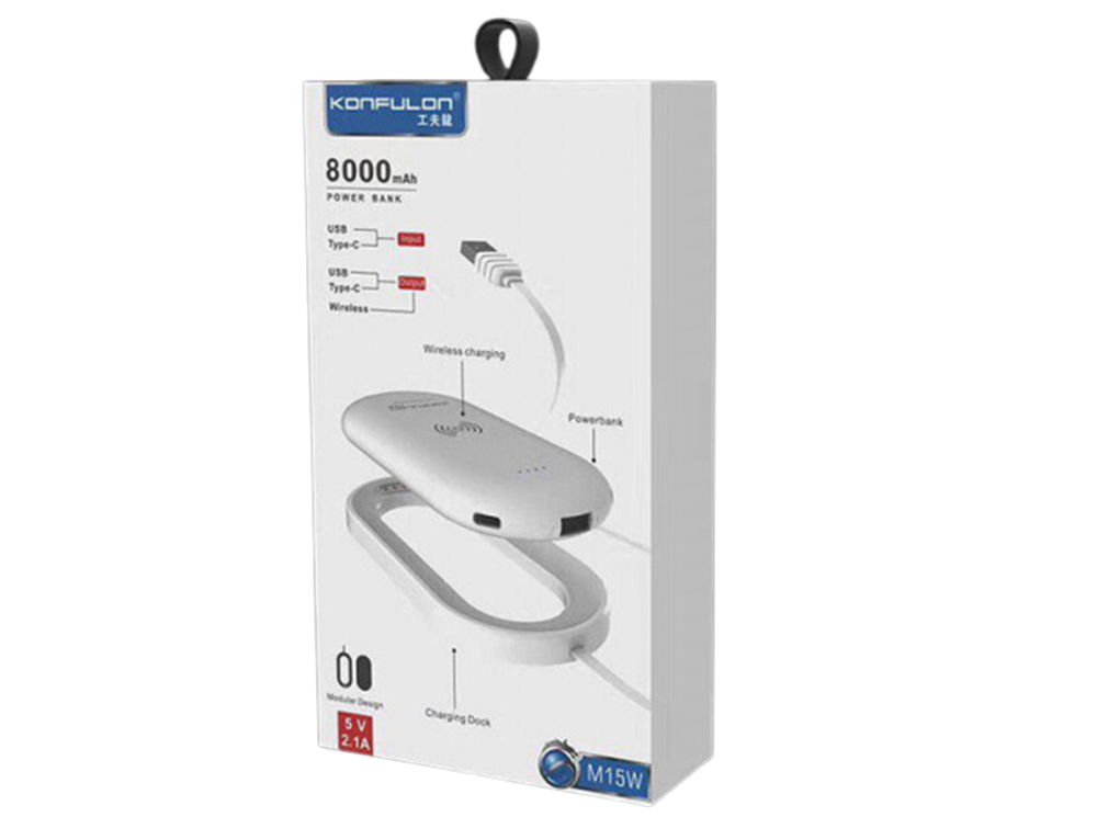 KUNFULON POWERBANK 8000 mAh KABLOSUZ ŞARJ