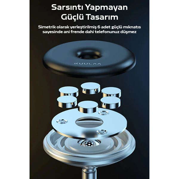 KUULAA Güçlü Mıknatıslı Manyetik Standlı Cep Telefon Araç Tutucu-(1903)