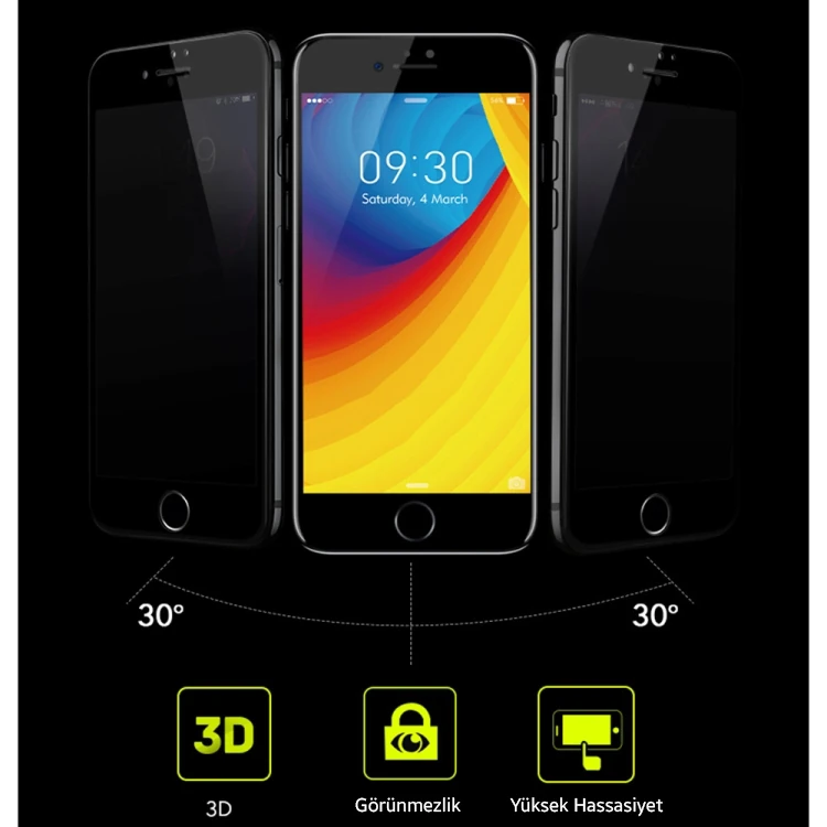 KUULAA İPhone 6S-6 Plus 3d Full Privacy Gizlilik Kırılmaz Cam Ekran Koruyucu-(1903)