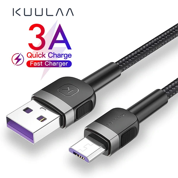 KUULAA Mikro Usb 3A Hızlı Şarj 0.50CM kısa Android Usb Şarj Kablosu-(1903)