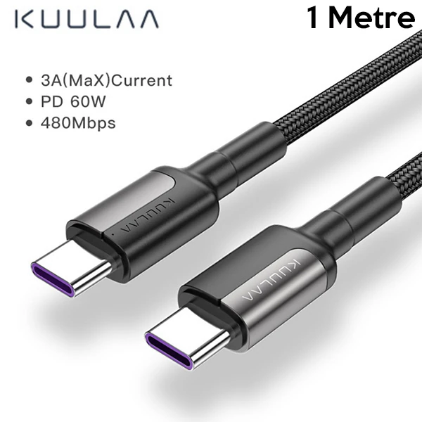 KUULAA Type C Type-C PD 60W QC4.0 Hızlı Şarj ve Data Kablosu 1Metre-(1903)