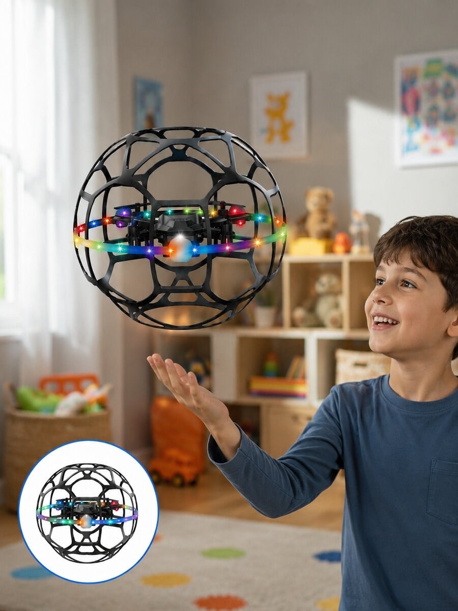 LED Işıklı Futbol Topu Mini Drone Akıllı Sensörlü El Kontrollü