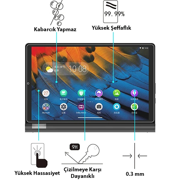 Lenovo Yoga Tab 5 10.1 Tempered Kırılmaz Cam Ekran Koruyucu-(1903)