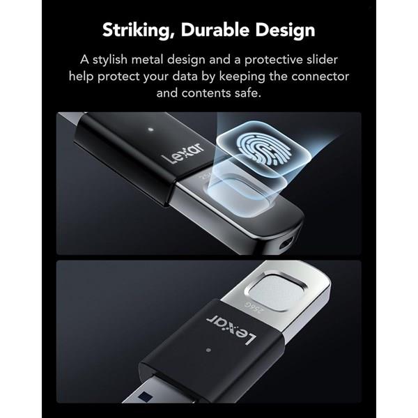 LEXAR 256GB JUMP DRIVE FINGERPRINT F35 PRO LJDF35P256G-RNBNG USB 3.2 BELLEK