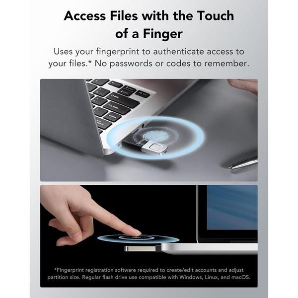 LEXAR 256GB JUMP DRIVE FINGERPRINT F35 PRO LJDF35P256G-RNBNG USB 3.2 BELLEK