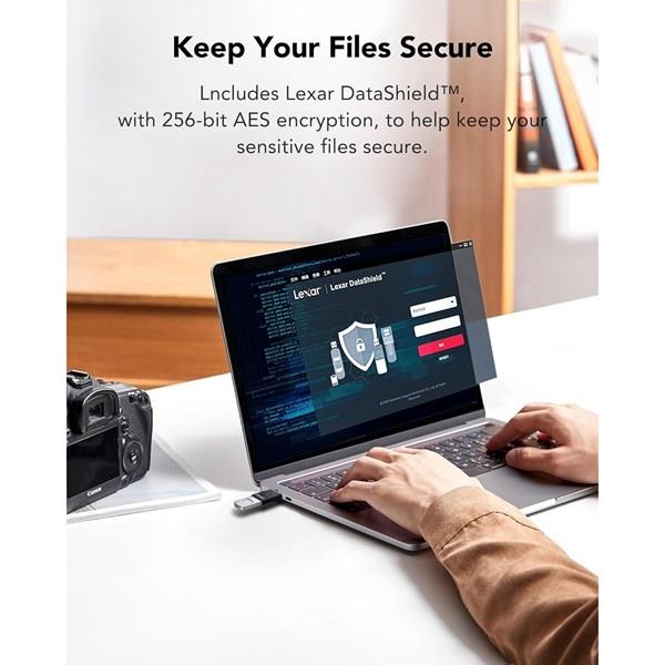 LEXAR 256GB JUMP DRIVE FINGERPRINT F35 PRO LJDF35P256G-RNBNG USB 3.2 BELLEK