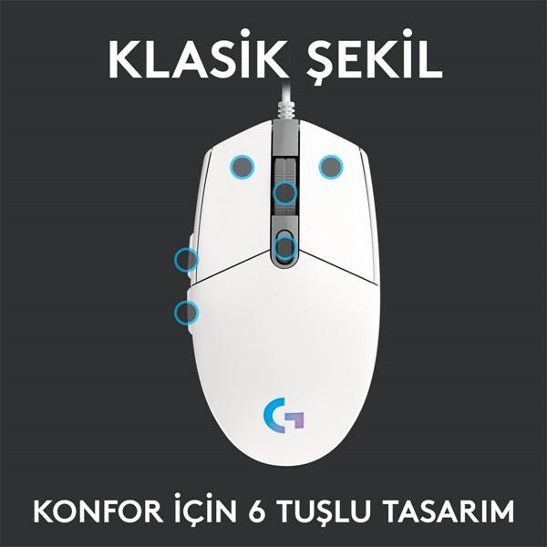 LOGITECH G G102 Lıghtsync Oyuncu Mouse Beyaz 910-005824