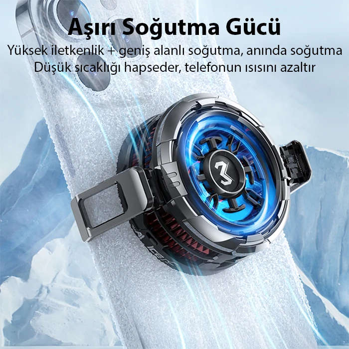 MEMO CX08 iOS Android Soğutucu 15W Manyetik + Arka Klips 2'si 1 Arada Yarı İletken Soğutma Fanı Radyatörü-(1903)
