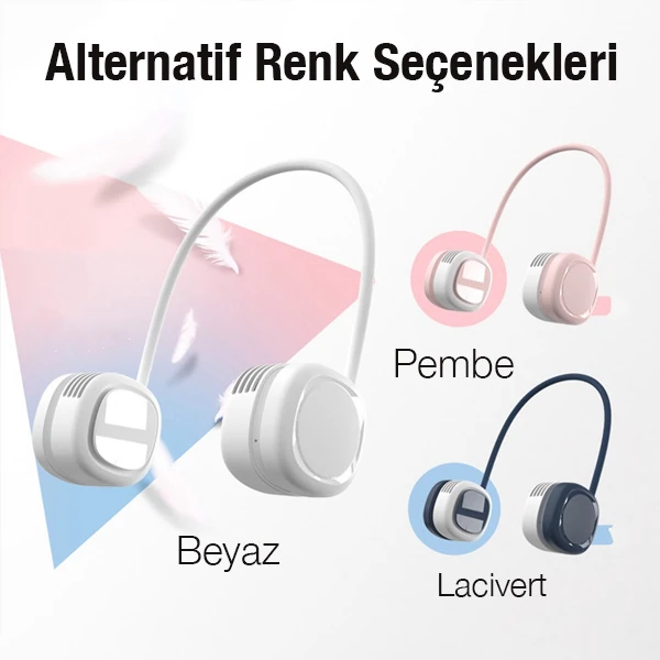 MEMO G02 Boyun Askılıklı Mini Fan Taşınabilir Şarjlı Soğutucu Boyun Fanı-(1903)