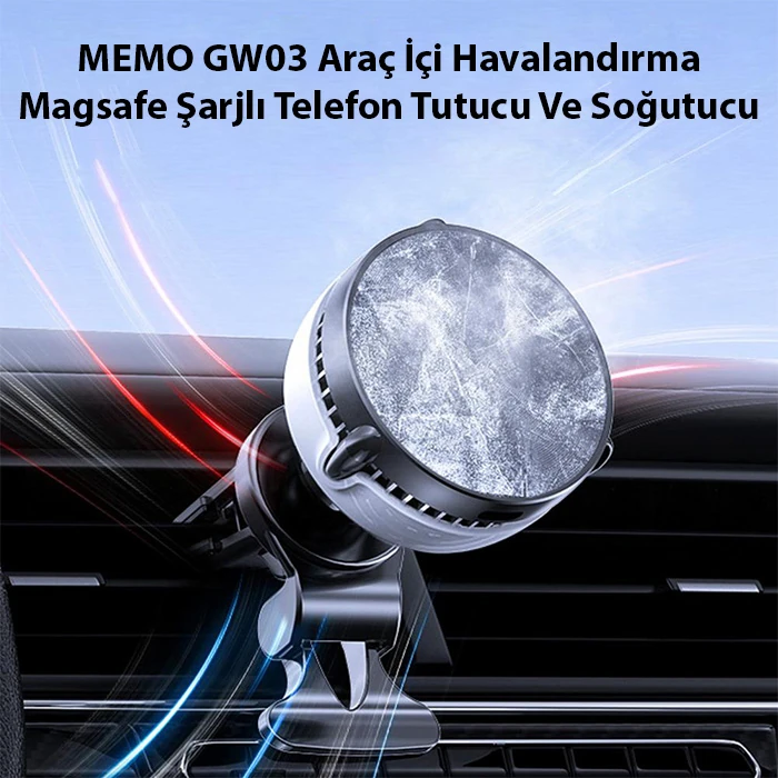 MEMO GW03 Araç İçi Havalandırma Magsafe Şarjlı Telefon Tutucu Ve Soğutucu-(1903)