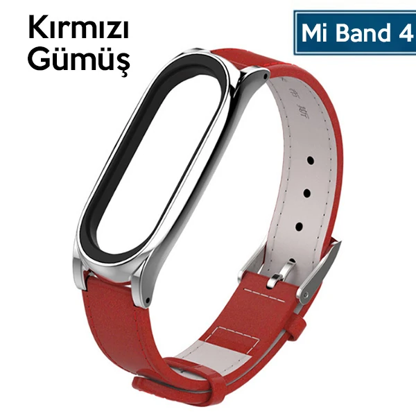 Mijobs Xiaomi Mi Band 5-4  Pu Deri Kayış Kordon-(1903)