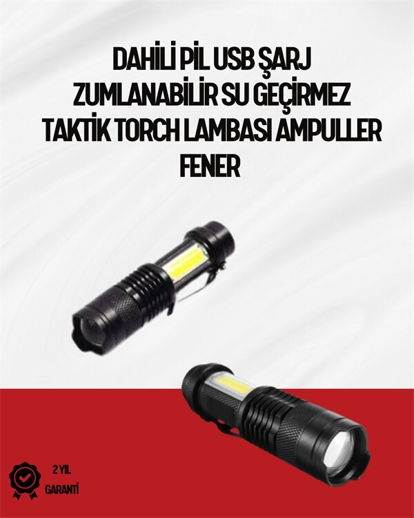 Mini Boy LED El Feneri - 2000 Lümen, Su Geçirmez Tasarım