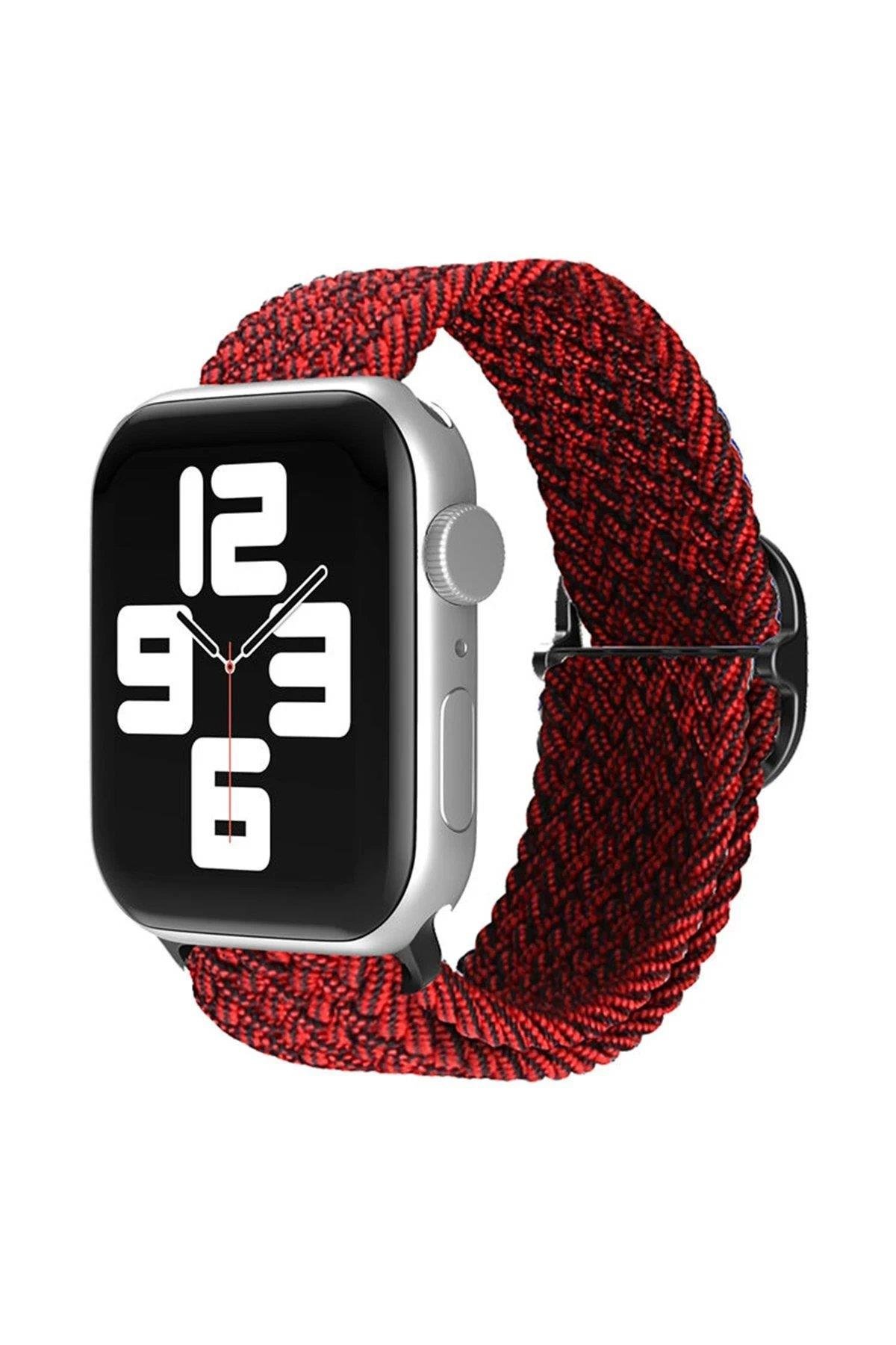 Newface Apple Watch 42mm Star Kordon - Siyah-Bordo