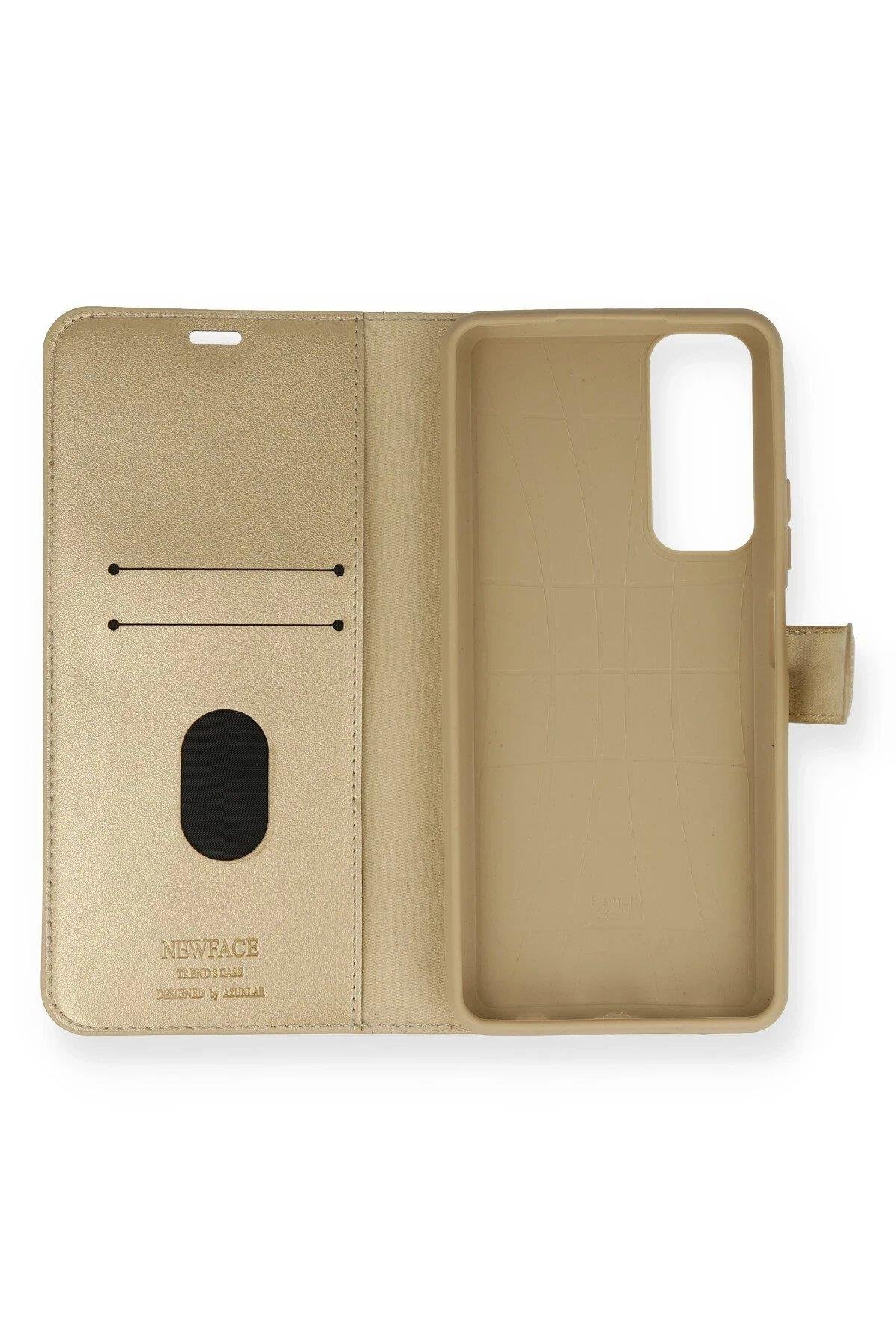 Newface Huawei P Smart 2021 Kılıf Trend S Plus Kapaklı Kılıf - Gold