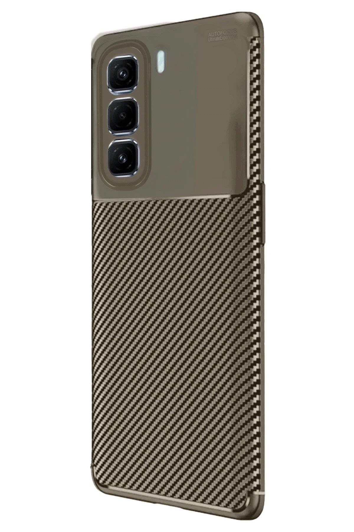 Newface İnfinix Hot 50 Pro Plus 4G Auto Focus Karbon Kapak - Kahverengi