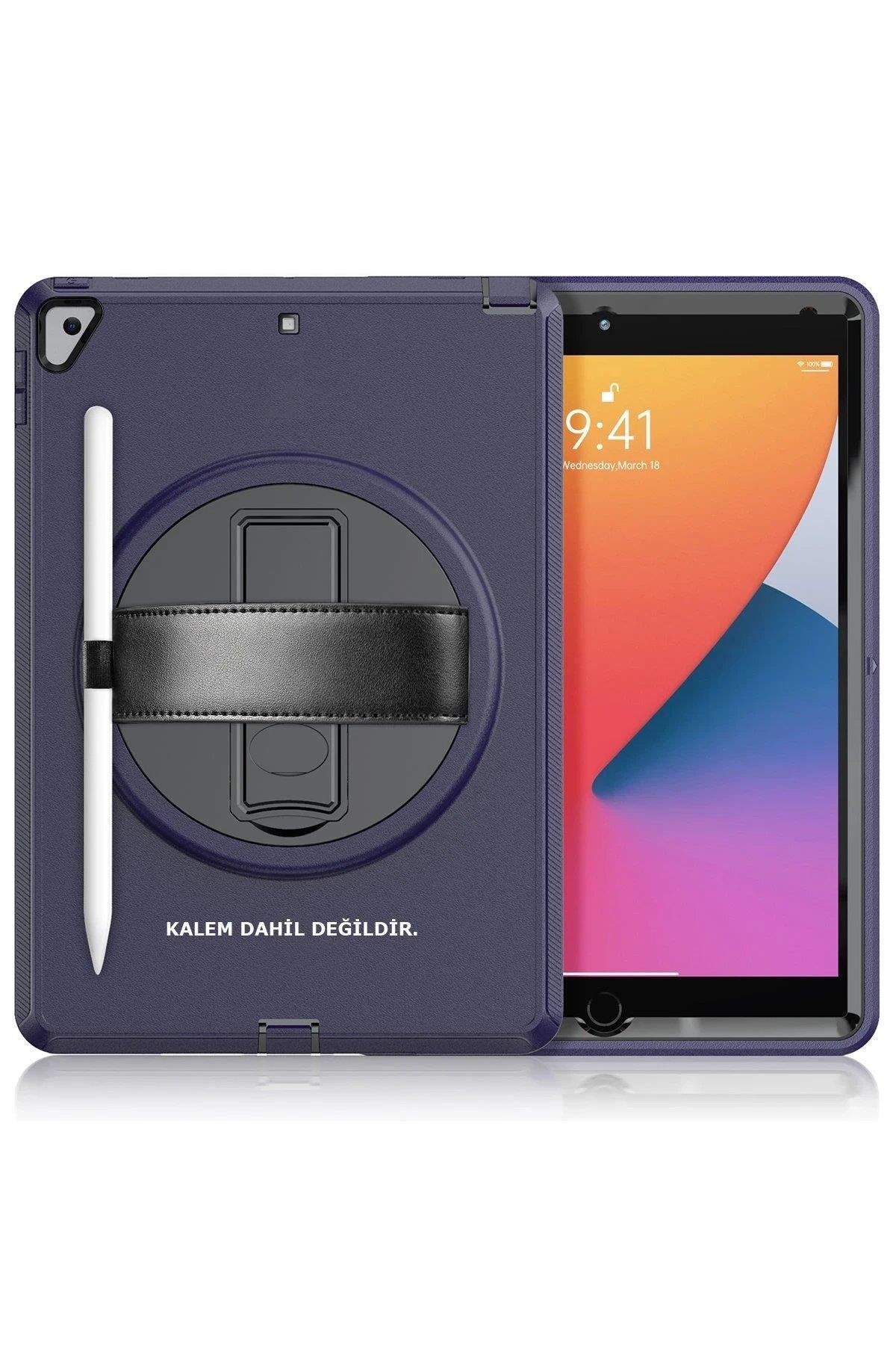 Newface iPad 10.2 (7.nesil) Kılıf Hand Strap Tablet Kılıfı - Lacivert