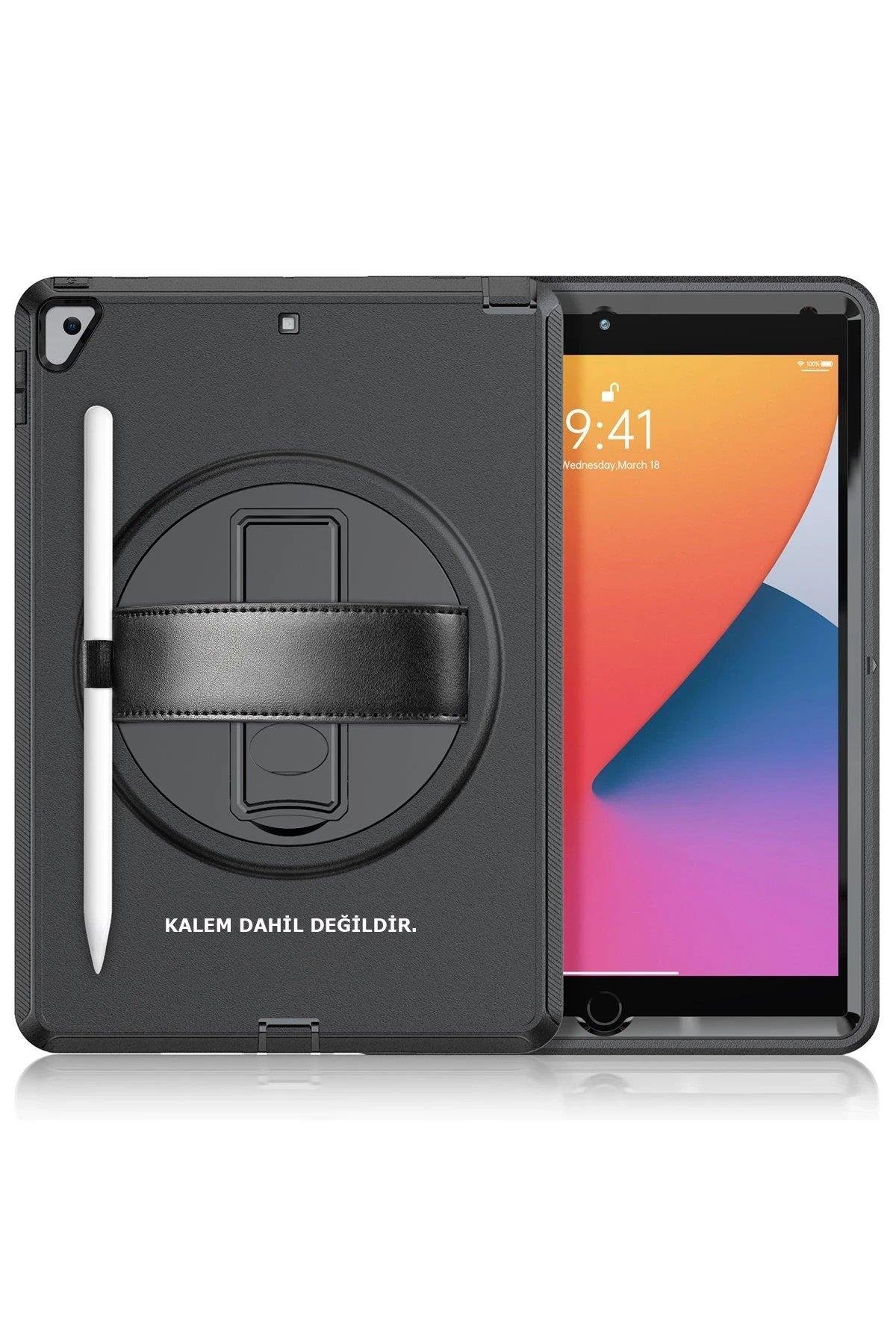 Newface iPad 10.2 (7.nesil) Kılıf Hand Strap Tablet Kılıfı - Siyah