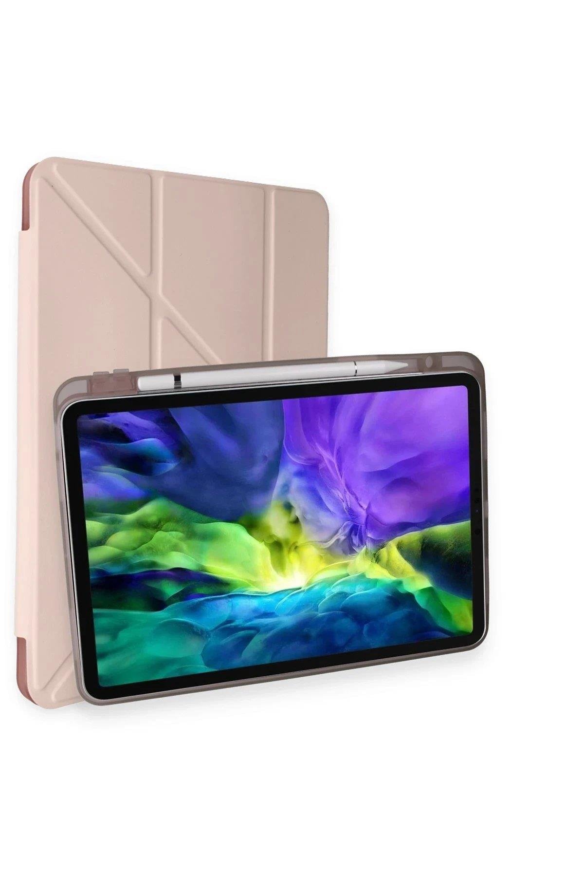 Newface iPad 10.2 (8.nesil) Kılıf Kalemlikli Hugo Tablet Kılıfı - Rose Gold
