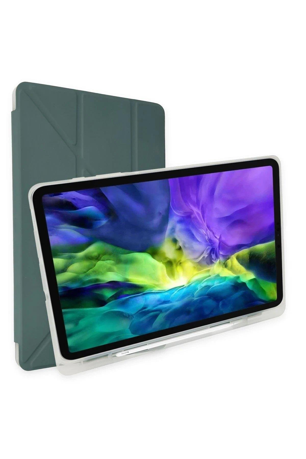 Newface iPad 10.2 (8.nesil) Kılıf Kalemlikli Mars Tablet Kılıfı - Koyu Yeşil