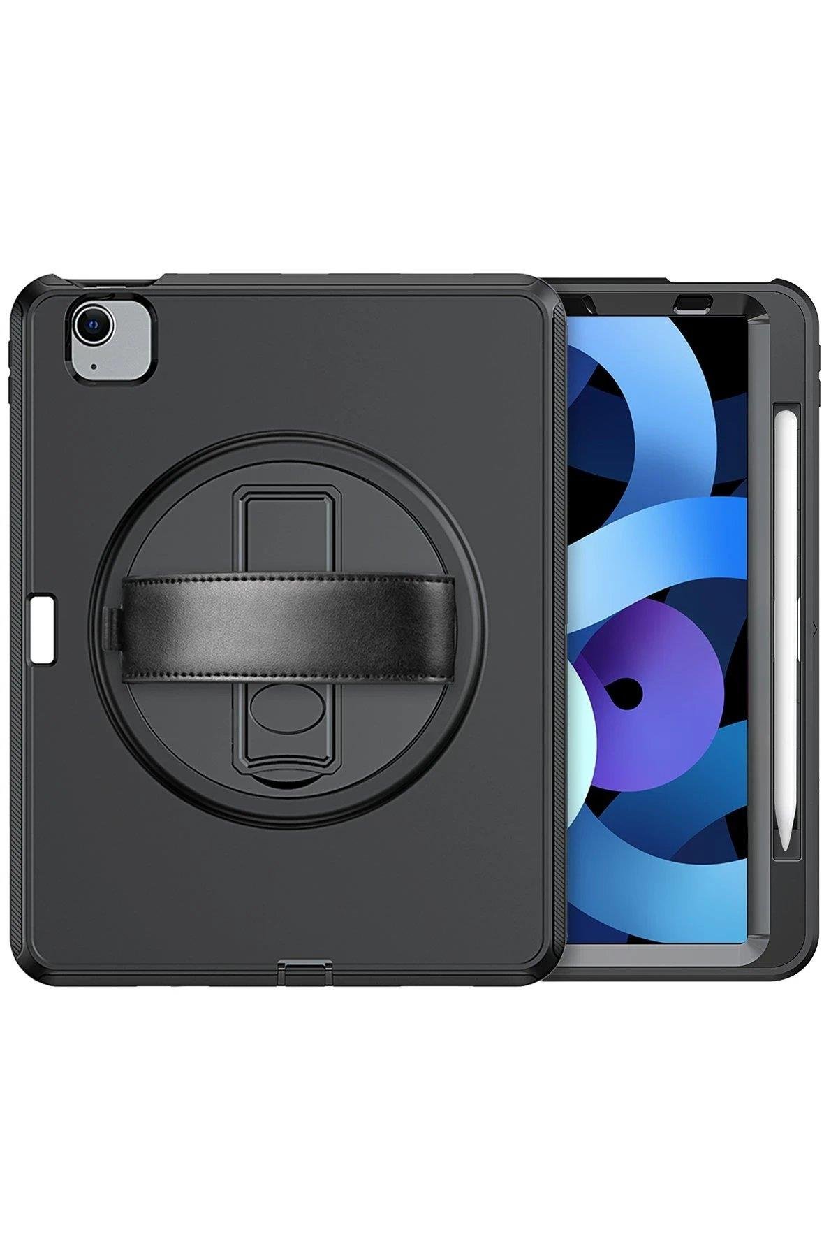 Newface iPad 2022 10.9 (10.nesil) Kılıf Hand Strap Tablet Kılıfı - Siyah