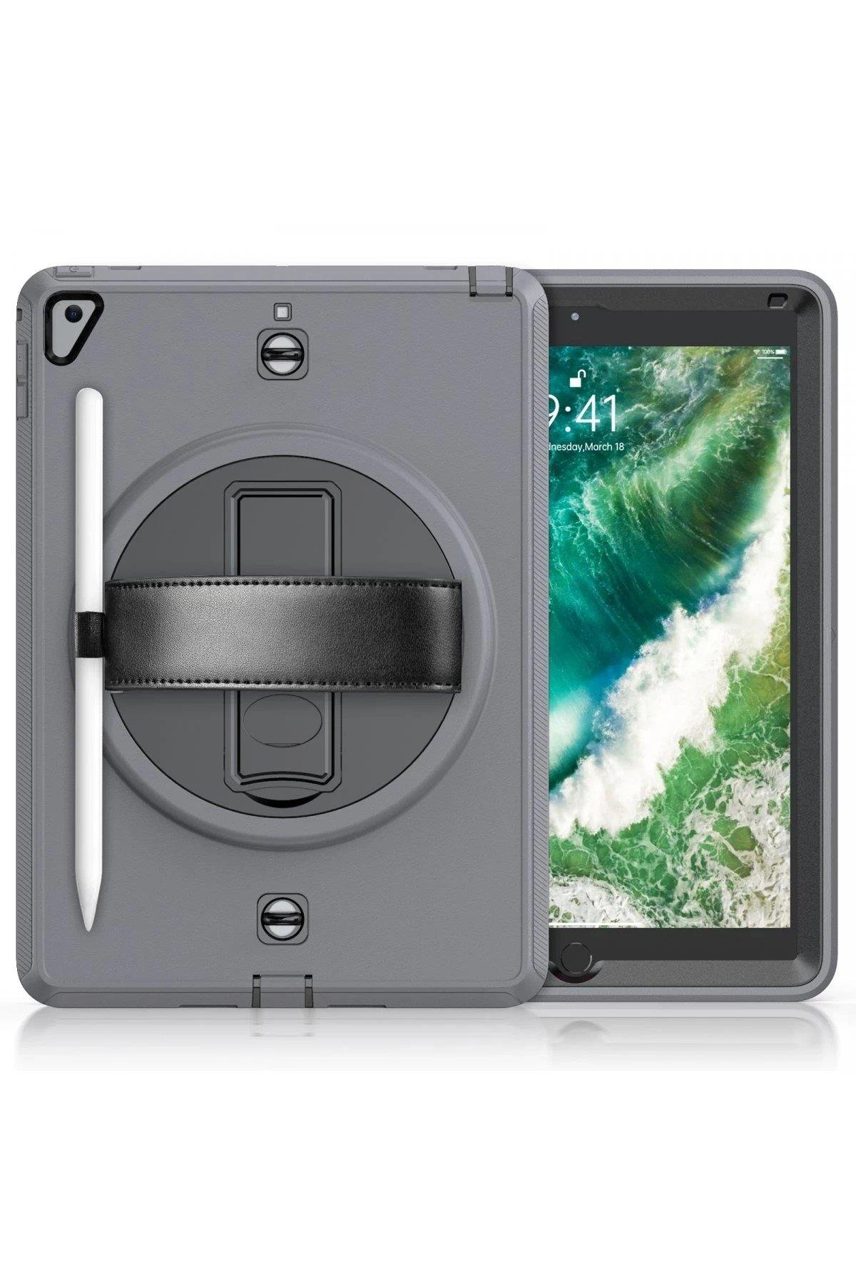 Newface iPad 5 Air 9.7 Kılıf Strap-C Otterbox Tablet Kapak - Gri
