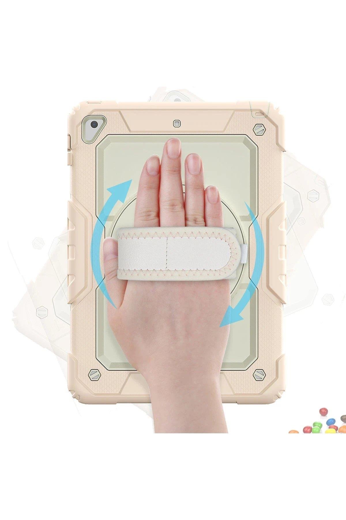 Newface iPad 5 Air 9.7 Kılıf Strap New Tablet Kapak - Pembe