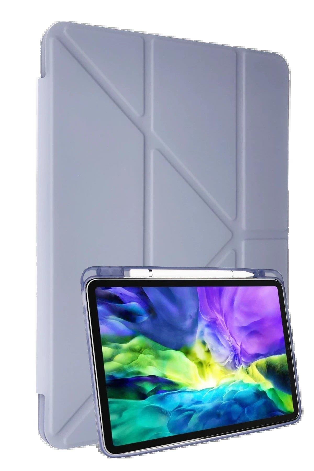 Newface iPad Air 4 10.9 Kılıf Kalemlikli Mars Tablet Kılıfı - Açık Mor