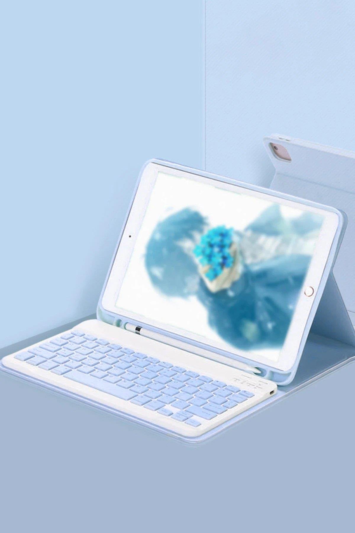 Newface iPad Pro 11 (2024) Kılıf KC01 Smart Klavyeli Tablet Kılıfı - Açık Mavi