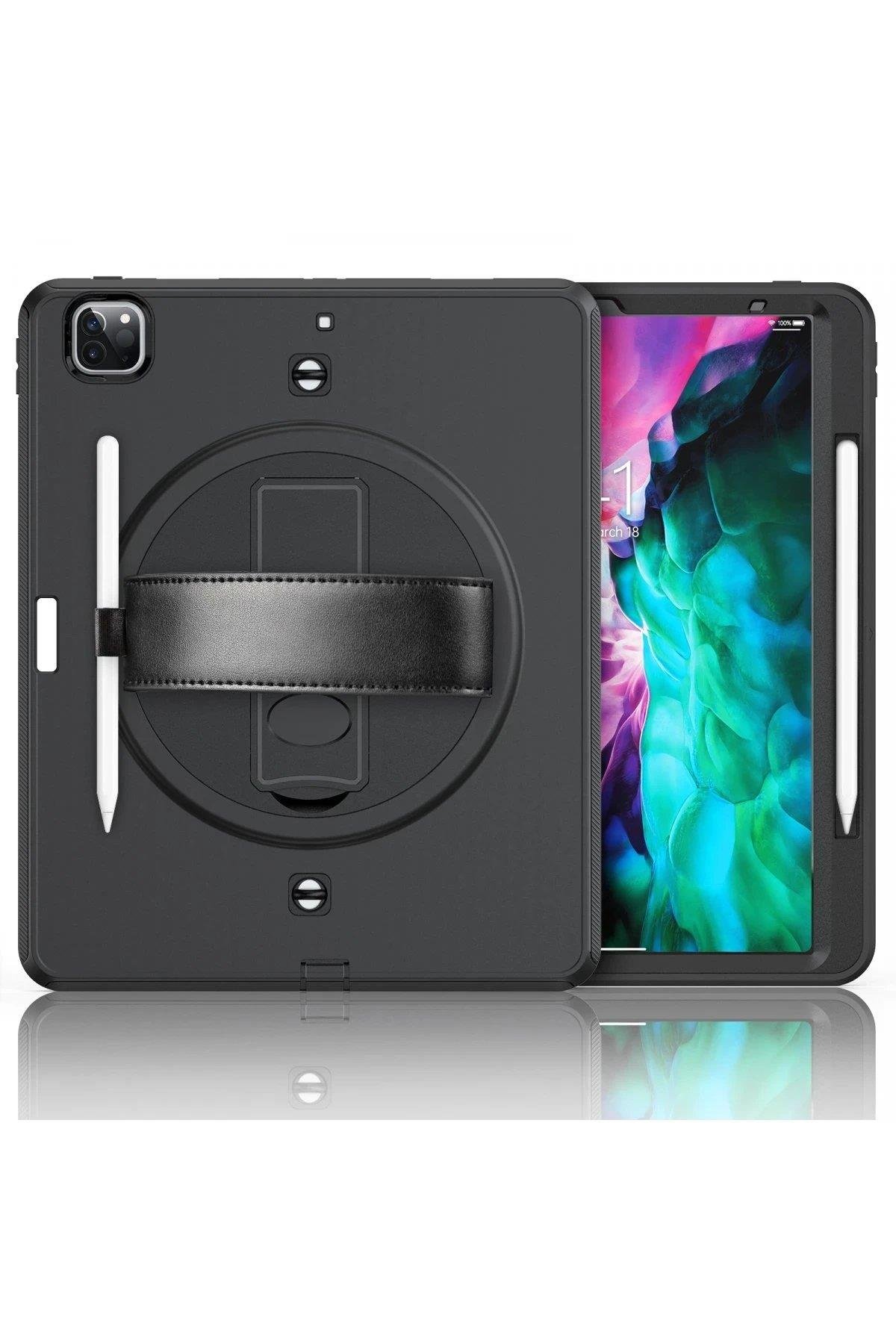 Newface iPad Pro 12.9 (2021) Kılıf Strap-C Otterbox Tablet Kapak - Siyah