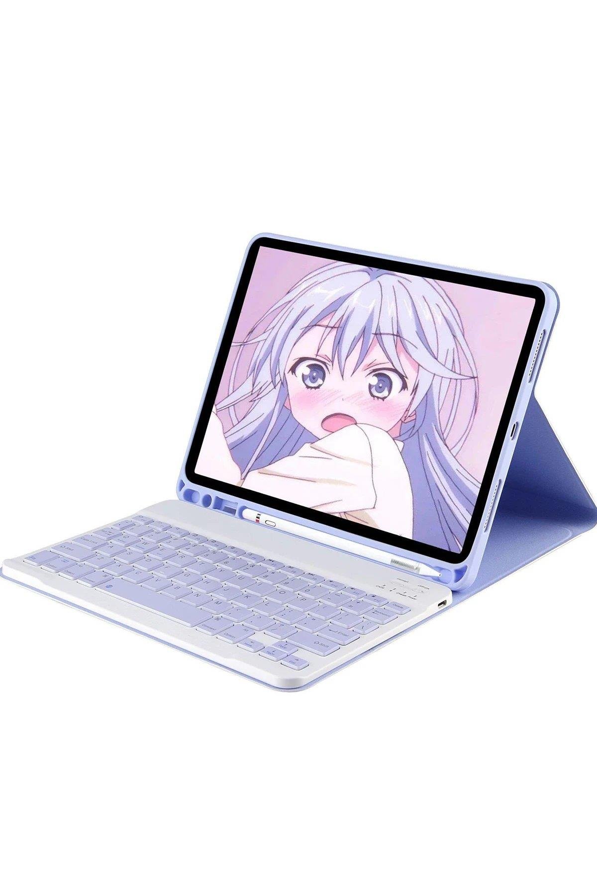 Newface iPad Pro 12.9 (2024) Kılıf KC01 Smart Klavyeli Tablet Kılıfı - Lila