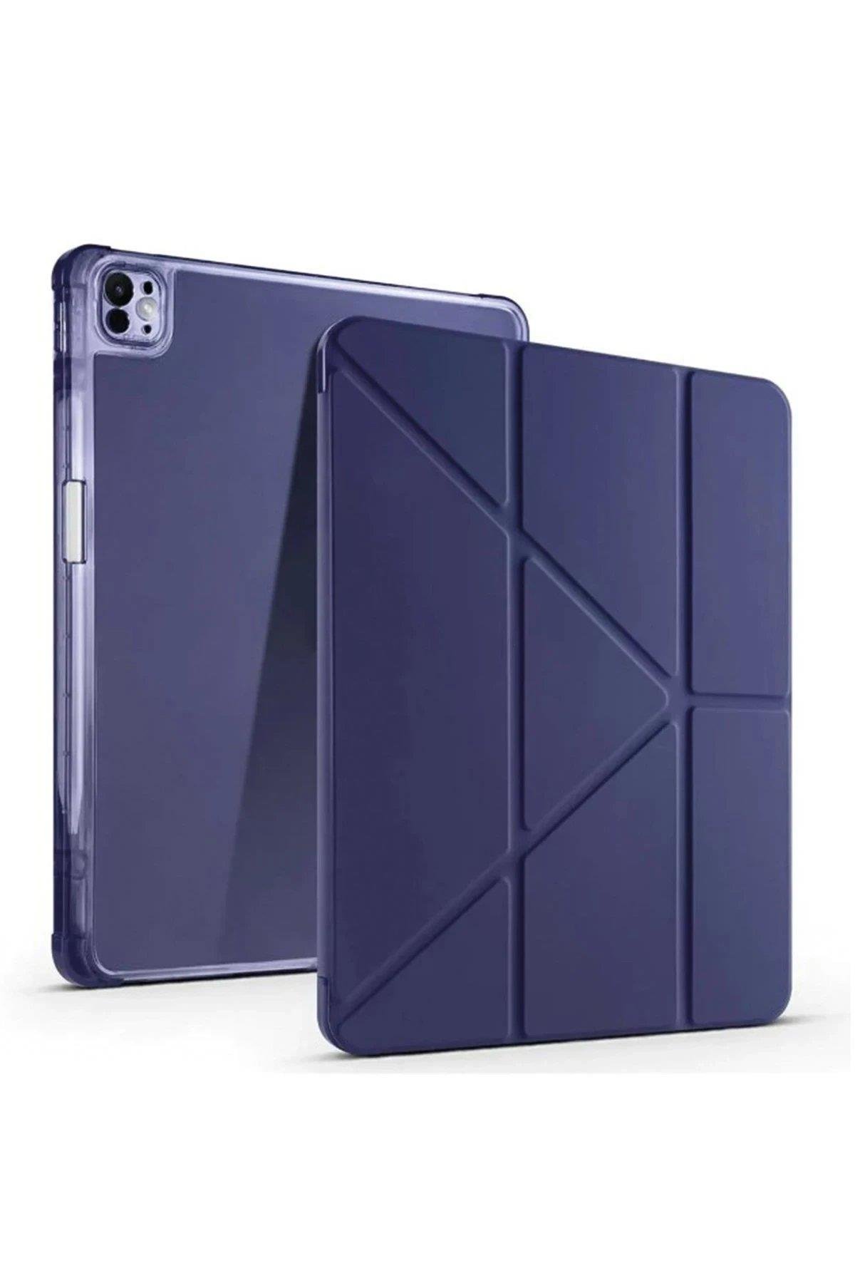 Newface iPad Pro 13 (2024) Kılıf Kalemlikli Mars Tablet Kılıfı - Lacivert