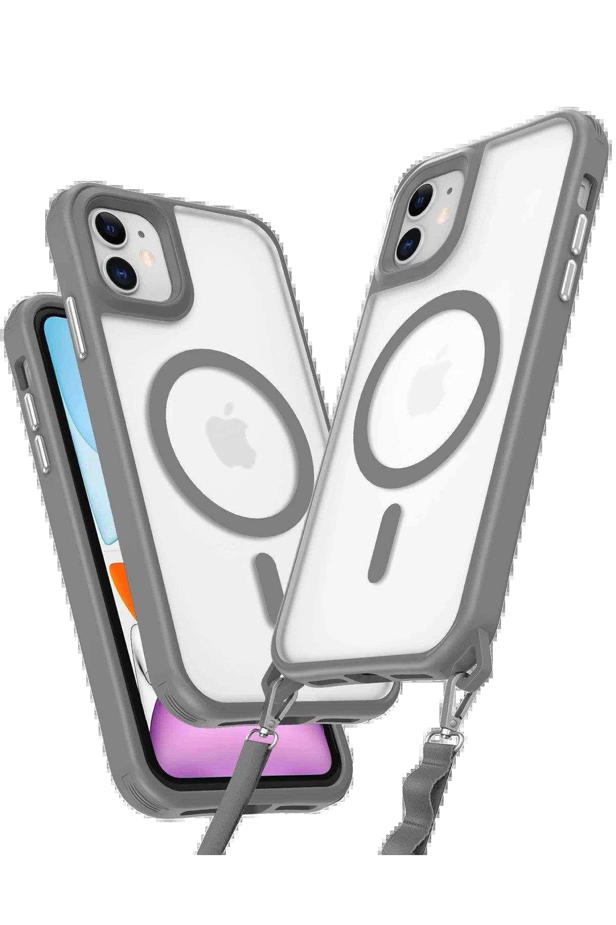 Newface iPhone 11 Kılıf Enka Magsafe Silikon Kılıf - Titan Gri