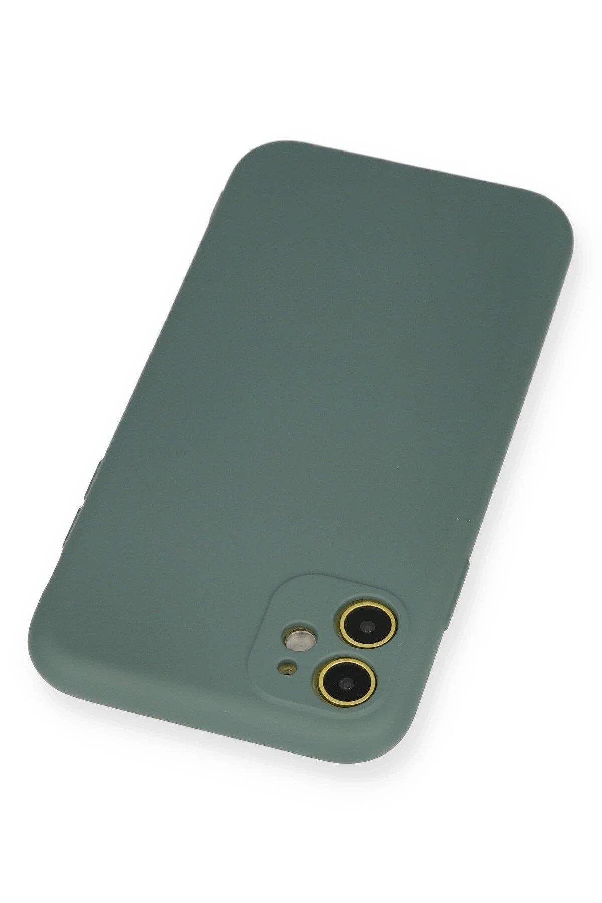 Newface iPhone 11 Kılıf Nano içi Kadife Silikon - Koyu Yeşil