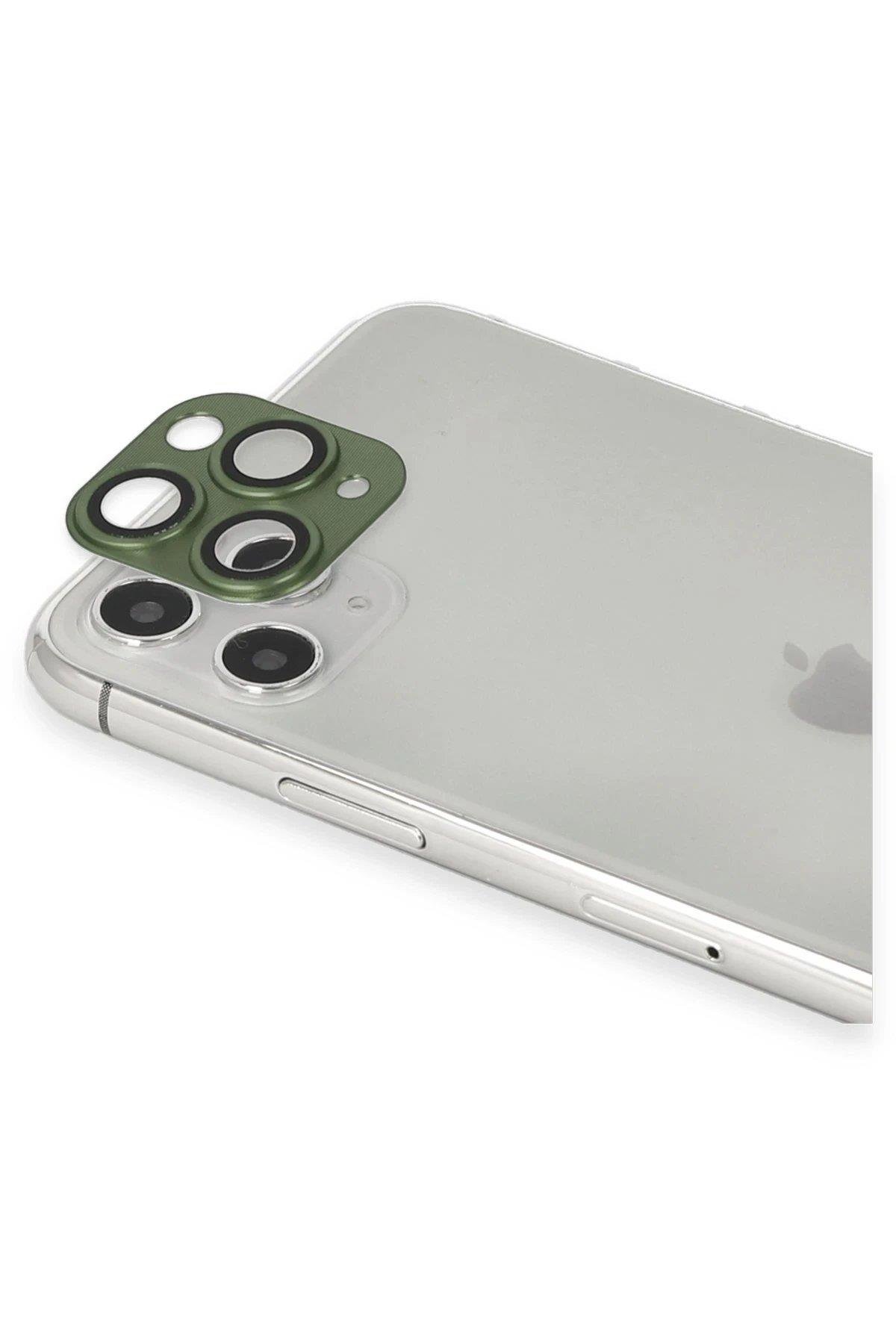 Newface iPhone 11 Pro Max Pers Alüminyum Kamera Lens - Yeşil