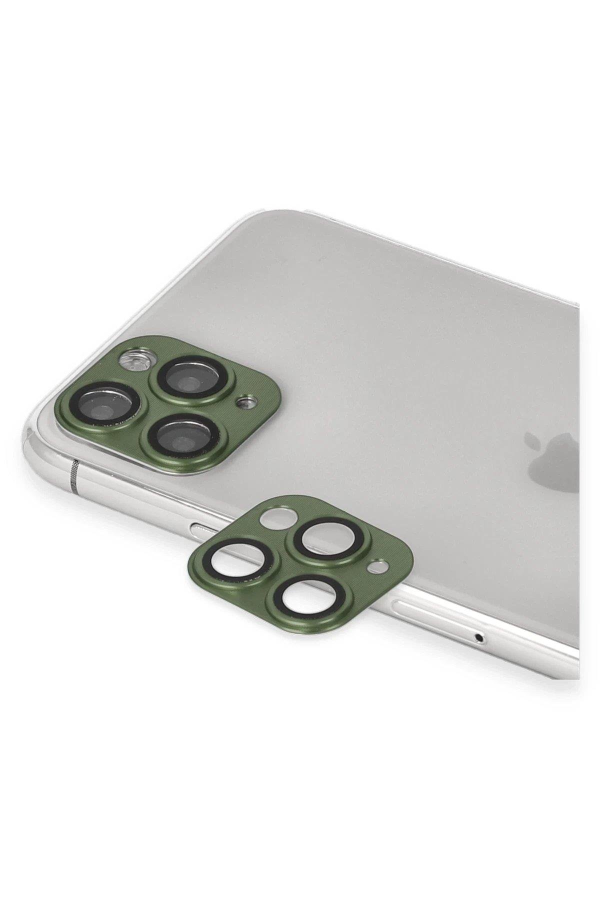 Newface iPhone 11 Pro Max Pers Alüminyum Kamera Lens - Yeşil