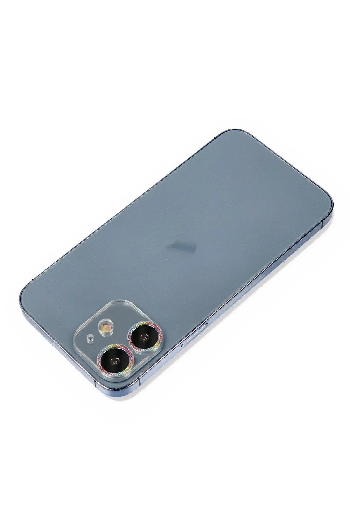 Newface iPhone 12 Mini Shine Kamera Lens Koruma Cam - Rainbow