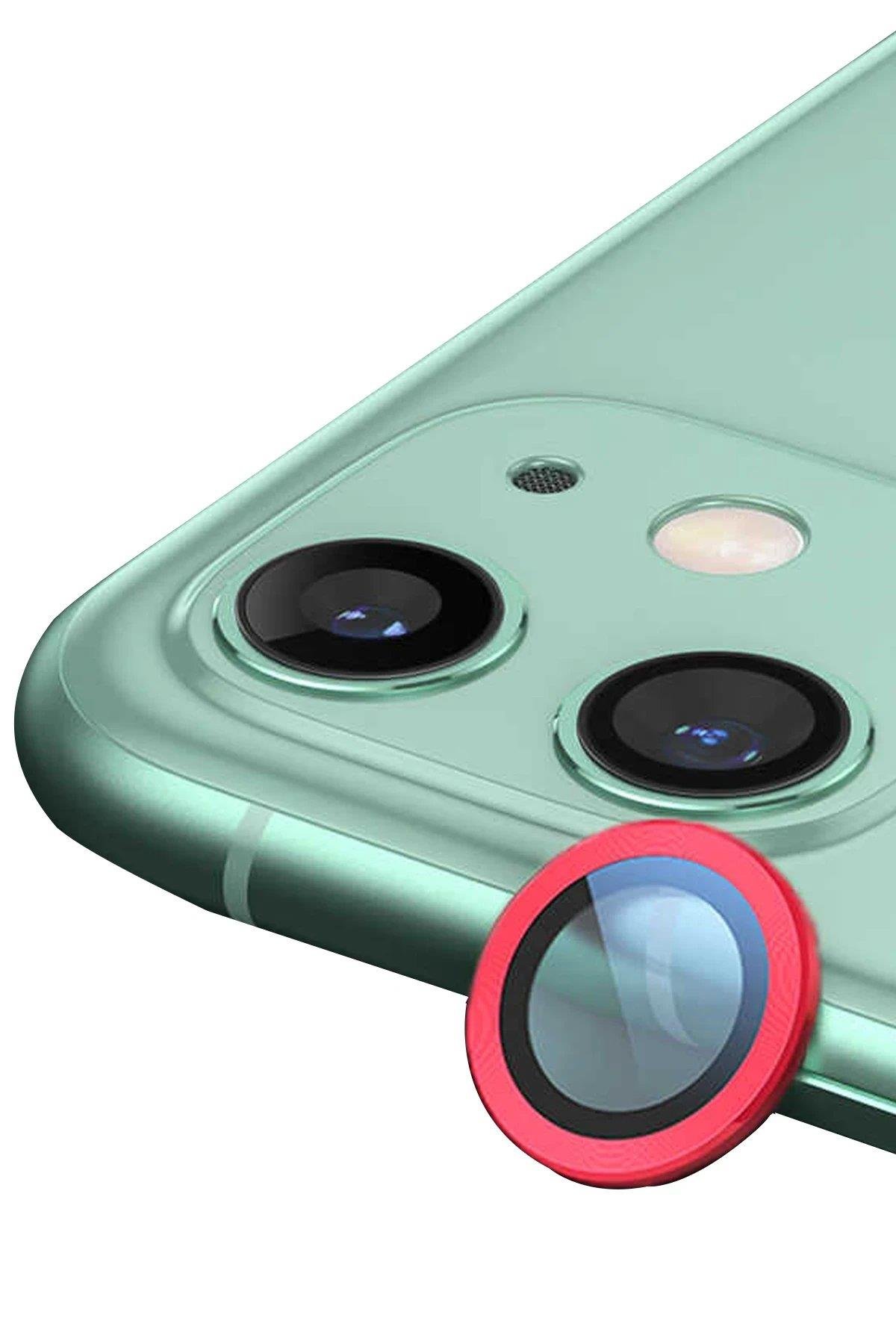 Newface iPhone 12 Raze Metal Kamera Lens - Kırmızı