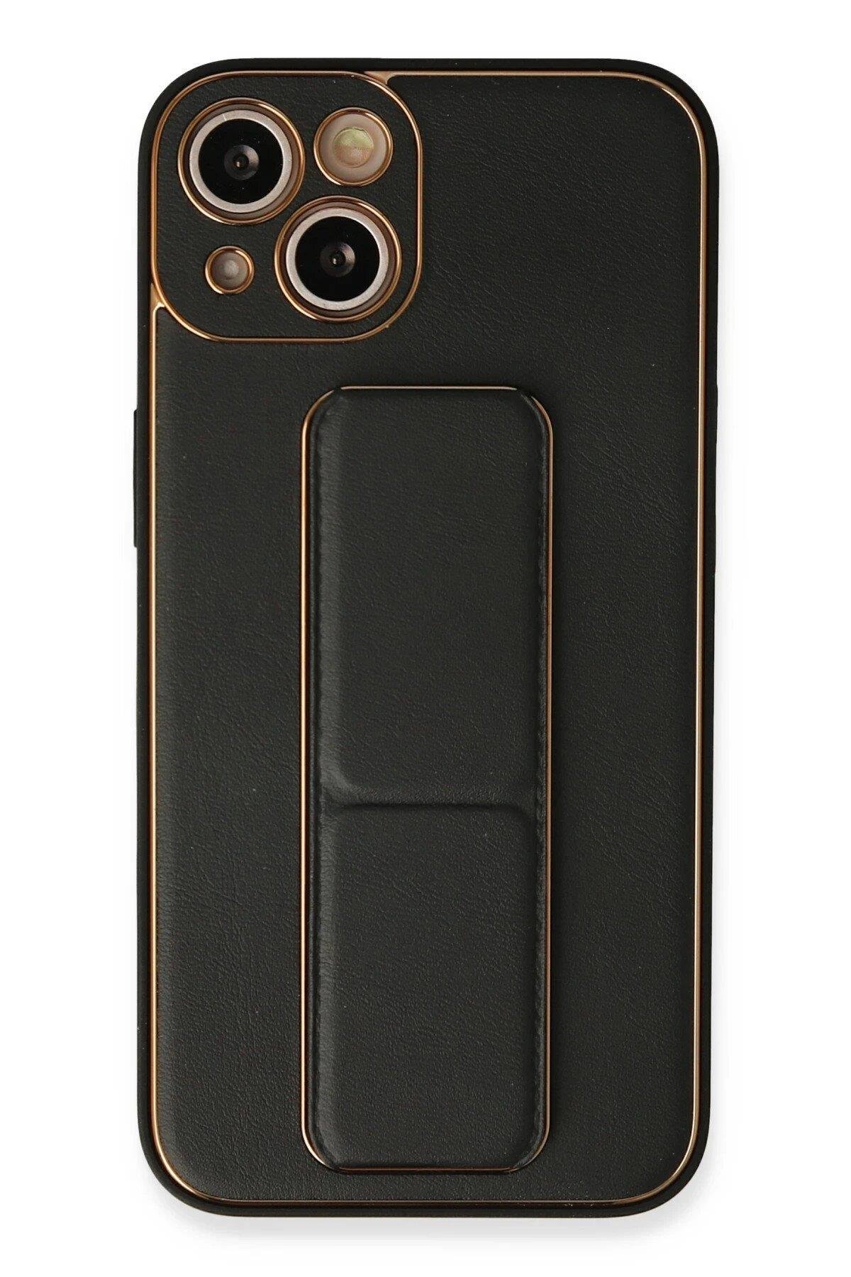 Newface iPhone 13 Kılıf Coco Deri Standlı Kapak - Siyah