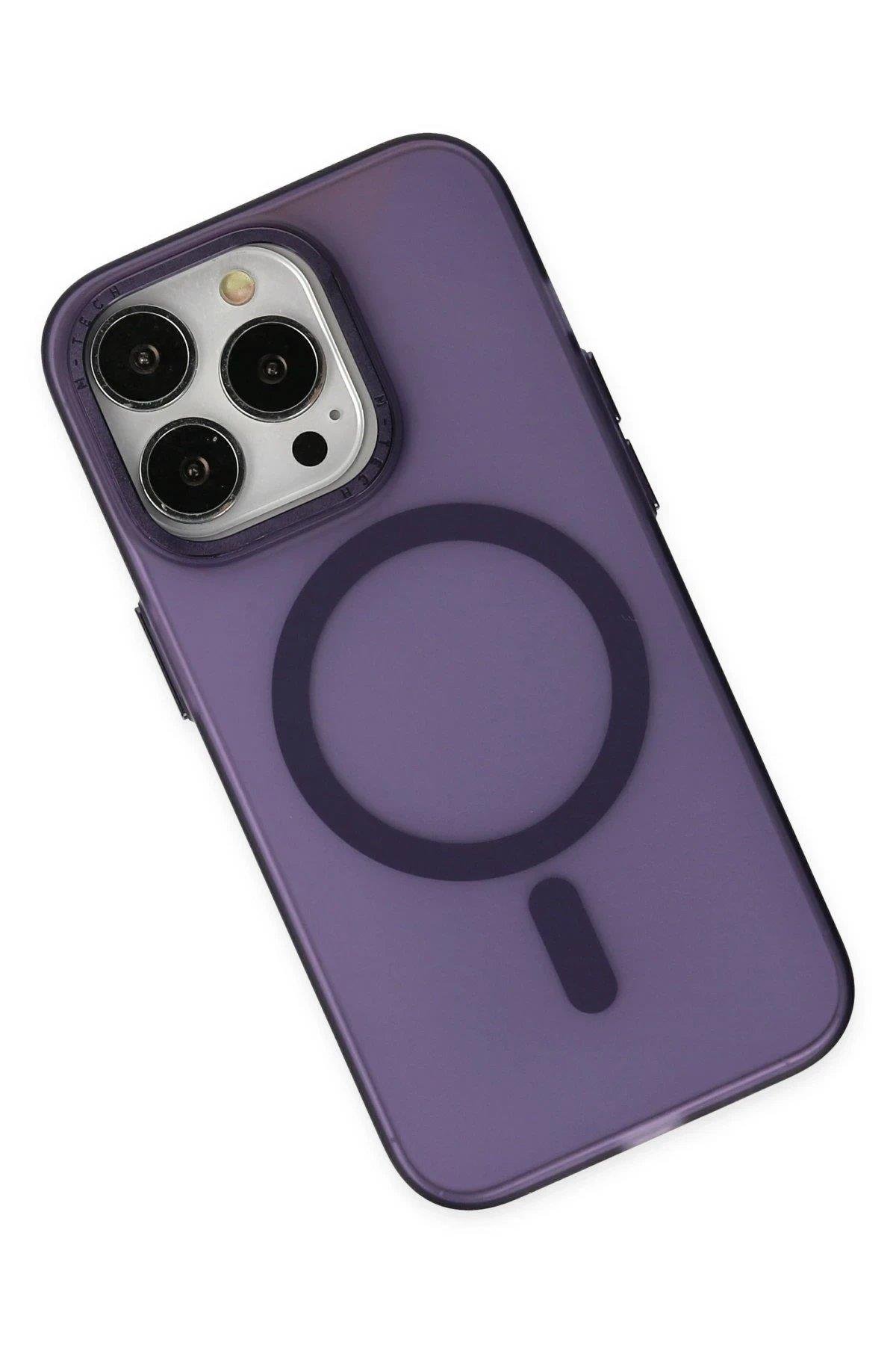 Newface iPhone 13 Pro Kılıf Lodos Magneticsafe Mat Kapak - Mor