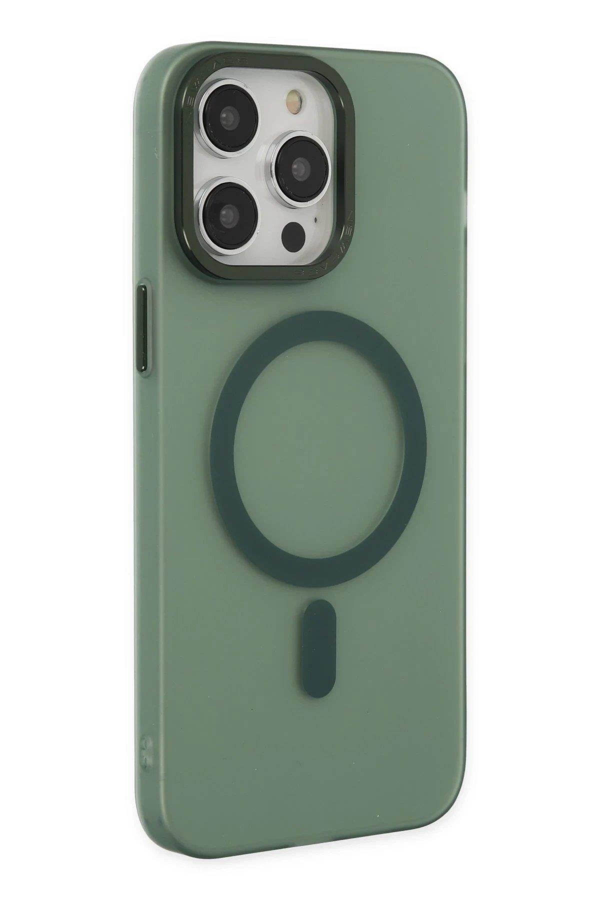 Newface iPhone 13 Pro Kılıf Lodos Magneticsafe Mat Kapak - Köknar Yeşili