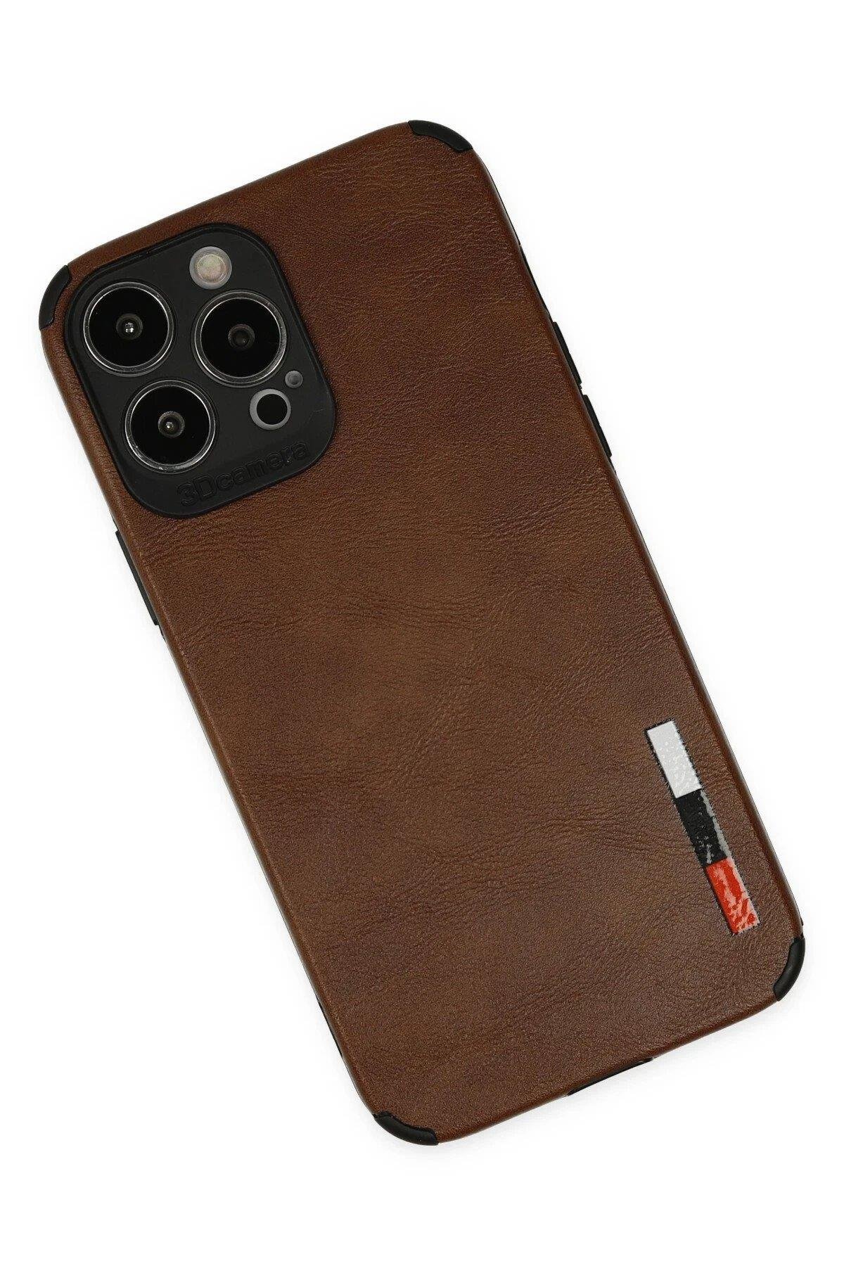 Newface iPhone 13 Pro Kılıf Loop Deri Silikon - Kahverengi