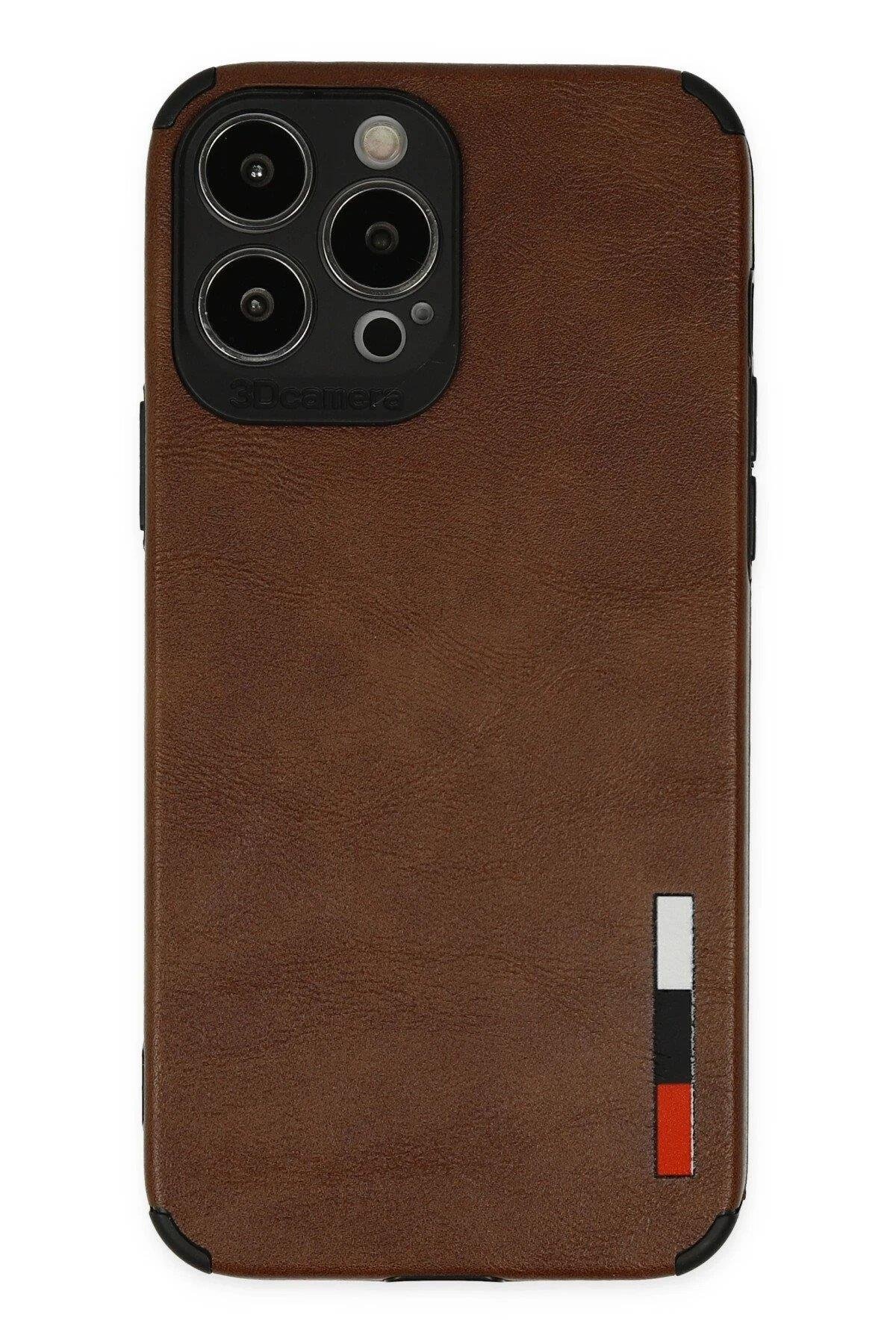 Newface iPhone 13 Pro Kılıf Loop Deri Silikon - Kahverengi