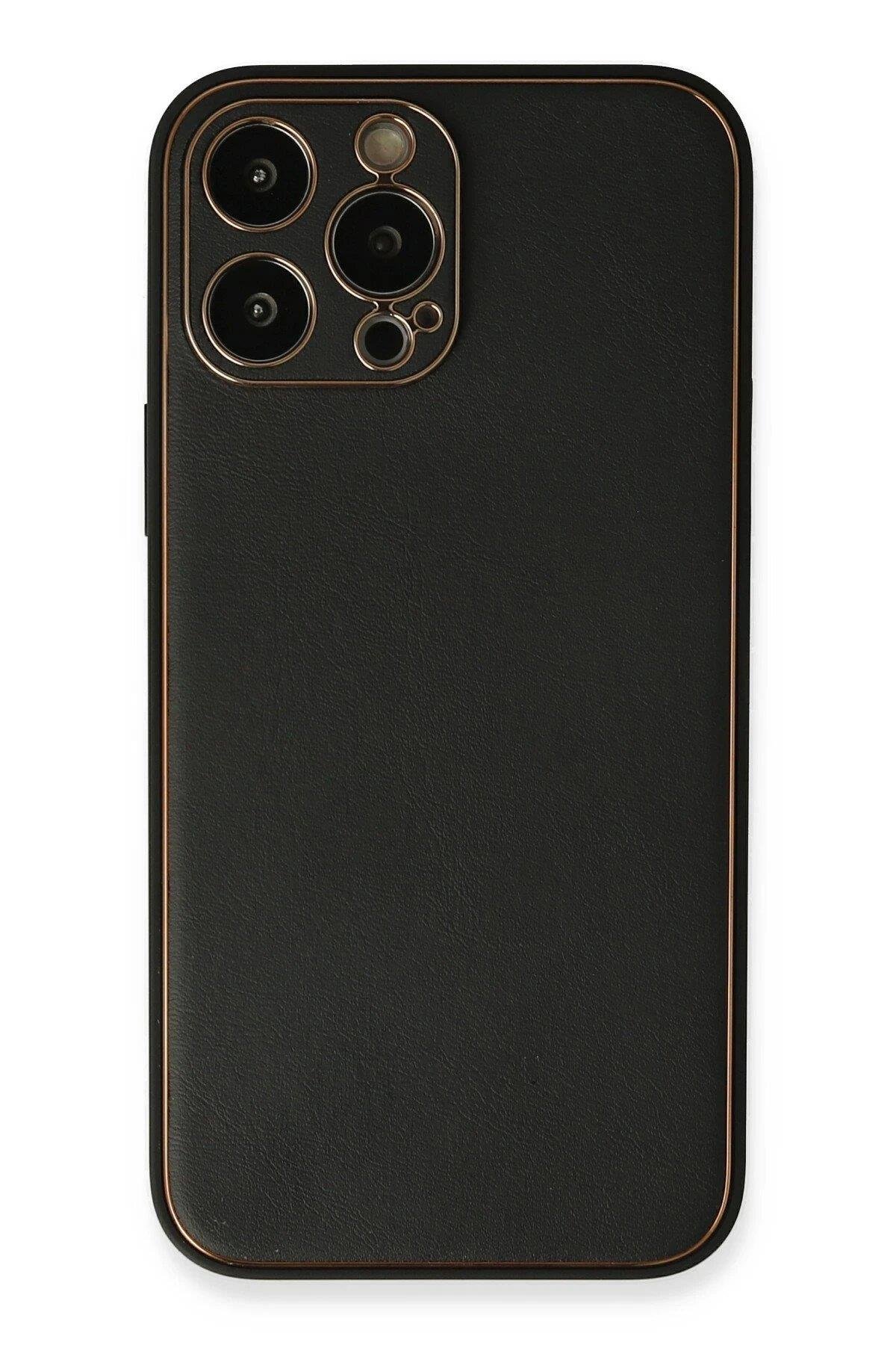 Newface iPhone 13 Pro Max Kılıf Coco Deri Silikon Kapak - Siyah