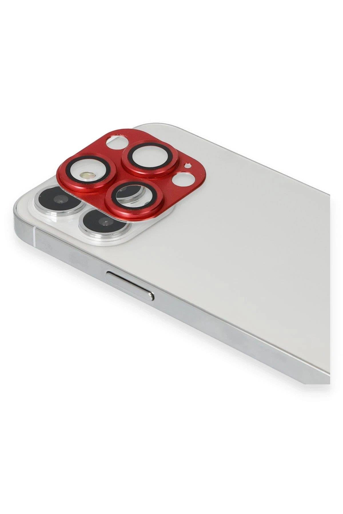 Newface iPhone 13 Pro Max Pers Alüminyum Kamera Lens - Kırmızı