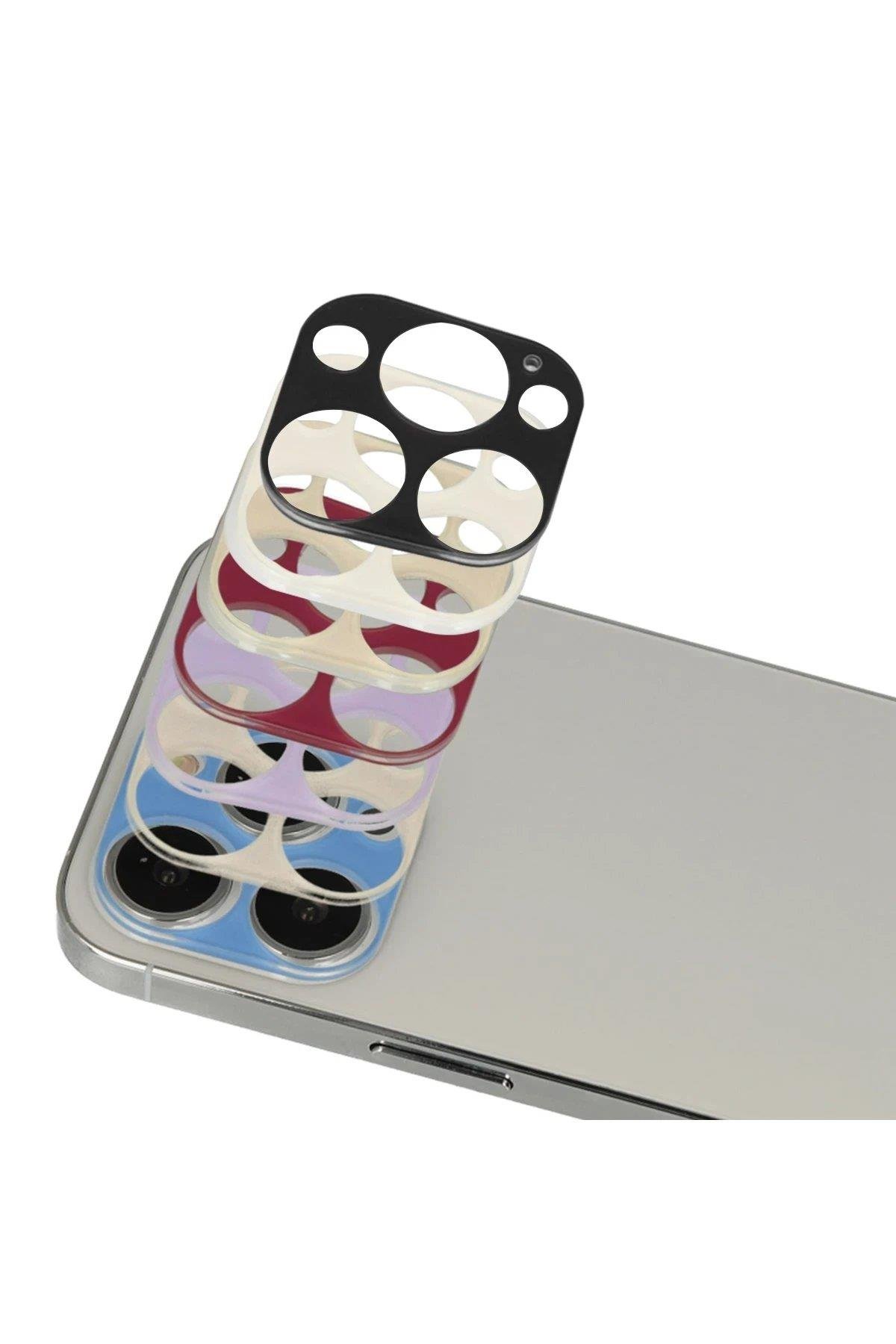 Newface iPhone 13 Pro Max Rainbow Kamera Lens Koruma Cam - Koyu Kırmızı