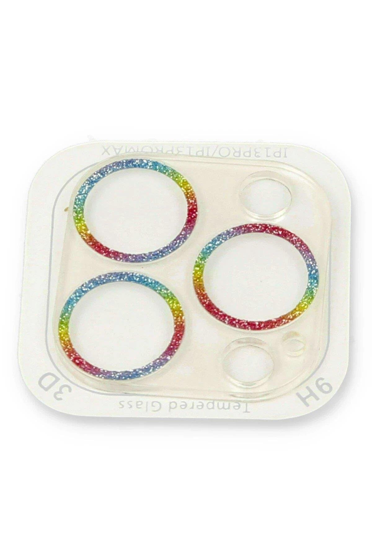 Newface iPhone 13 Pro Max Shine Kamera Lens Koruma Cam - Rainbow