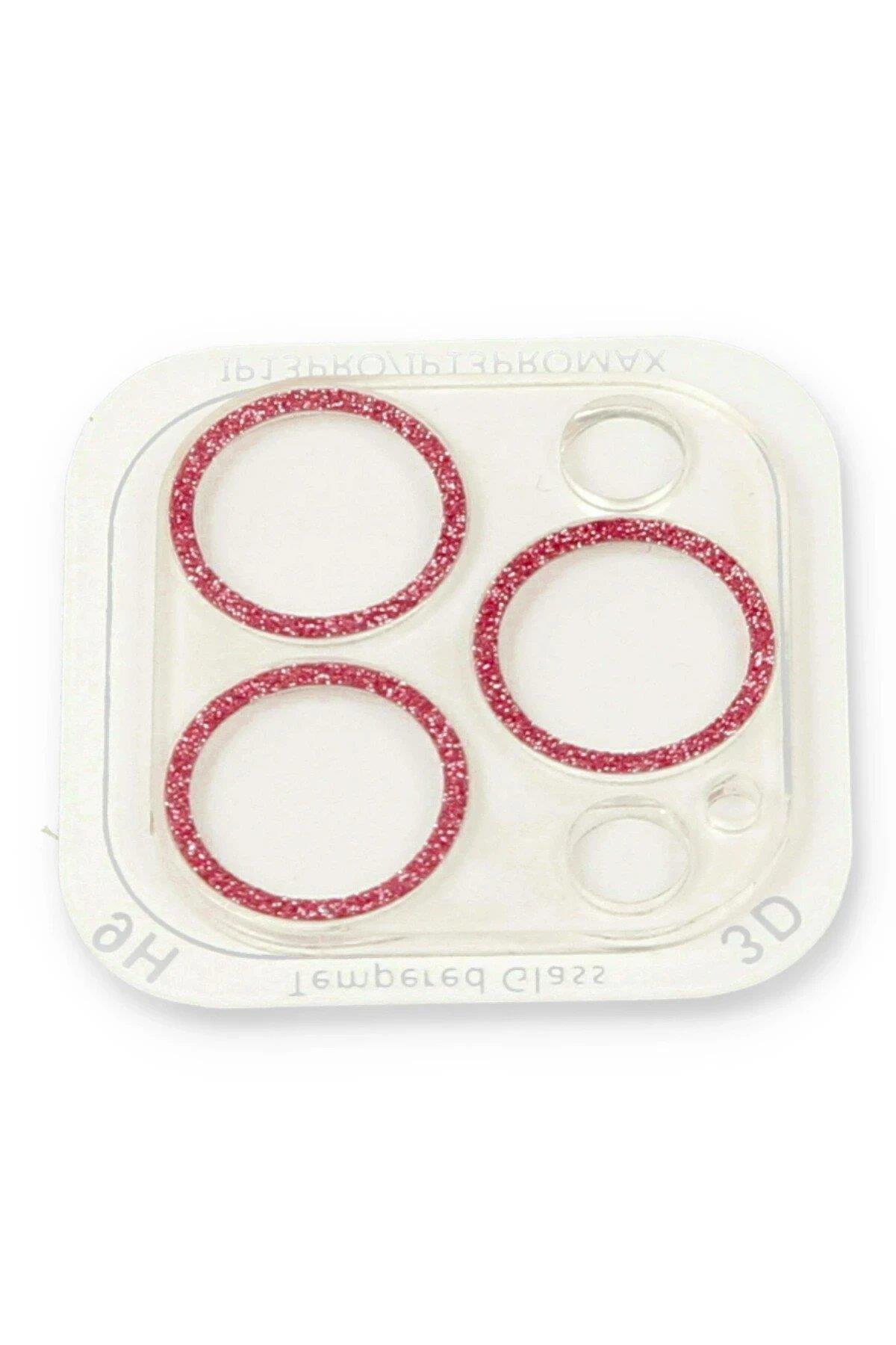 Newface iPhone 13 Pro Max Shine Kamera Lens Koruma Cam - Pembe