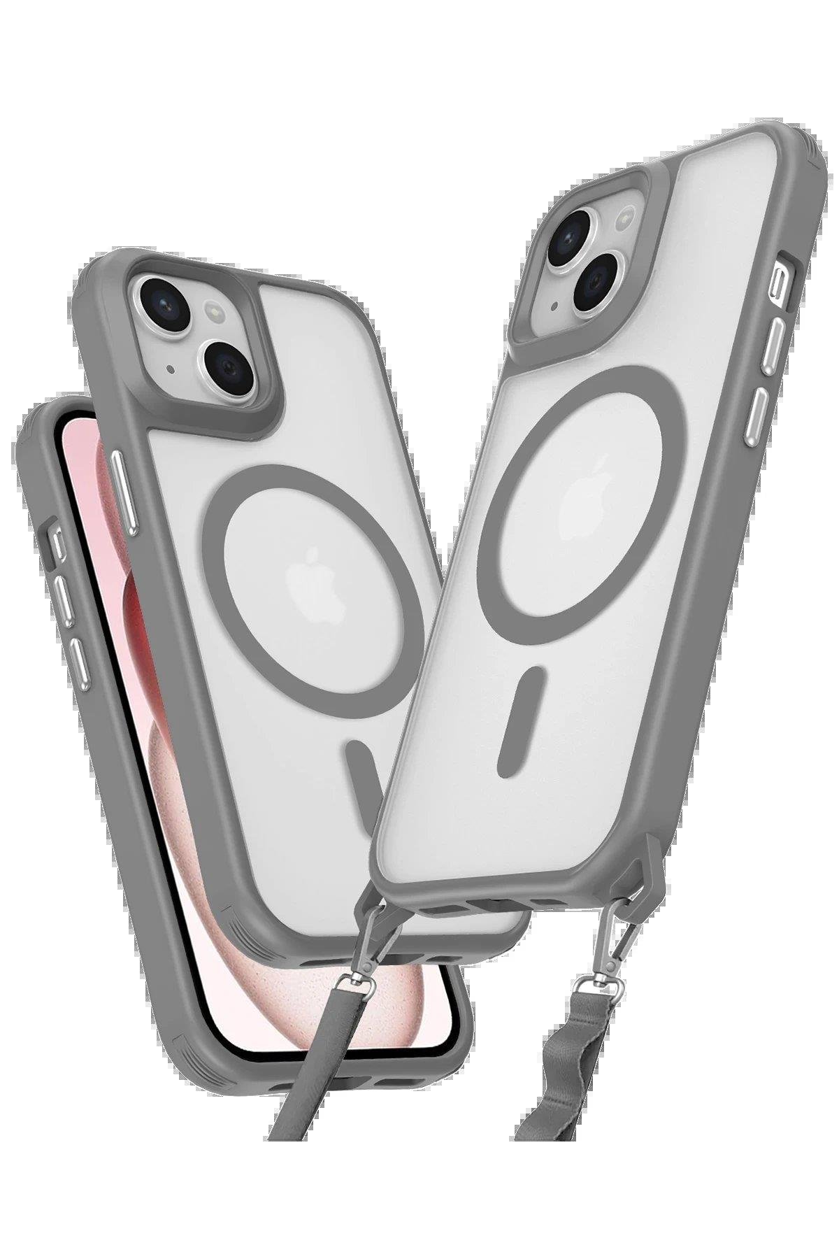 Newface iPhone 14 Kılıf Enka Magsafe Silikon Kılıf - Titan Gri